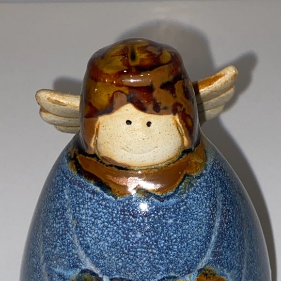 Studio Pottery Angel Glazed Blue Wings - Picture 4 of 7